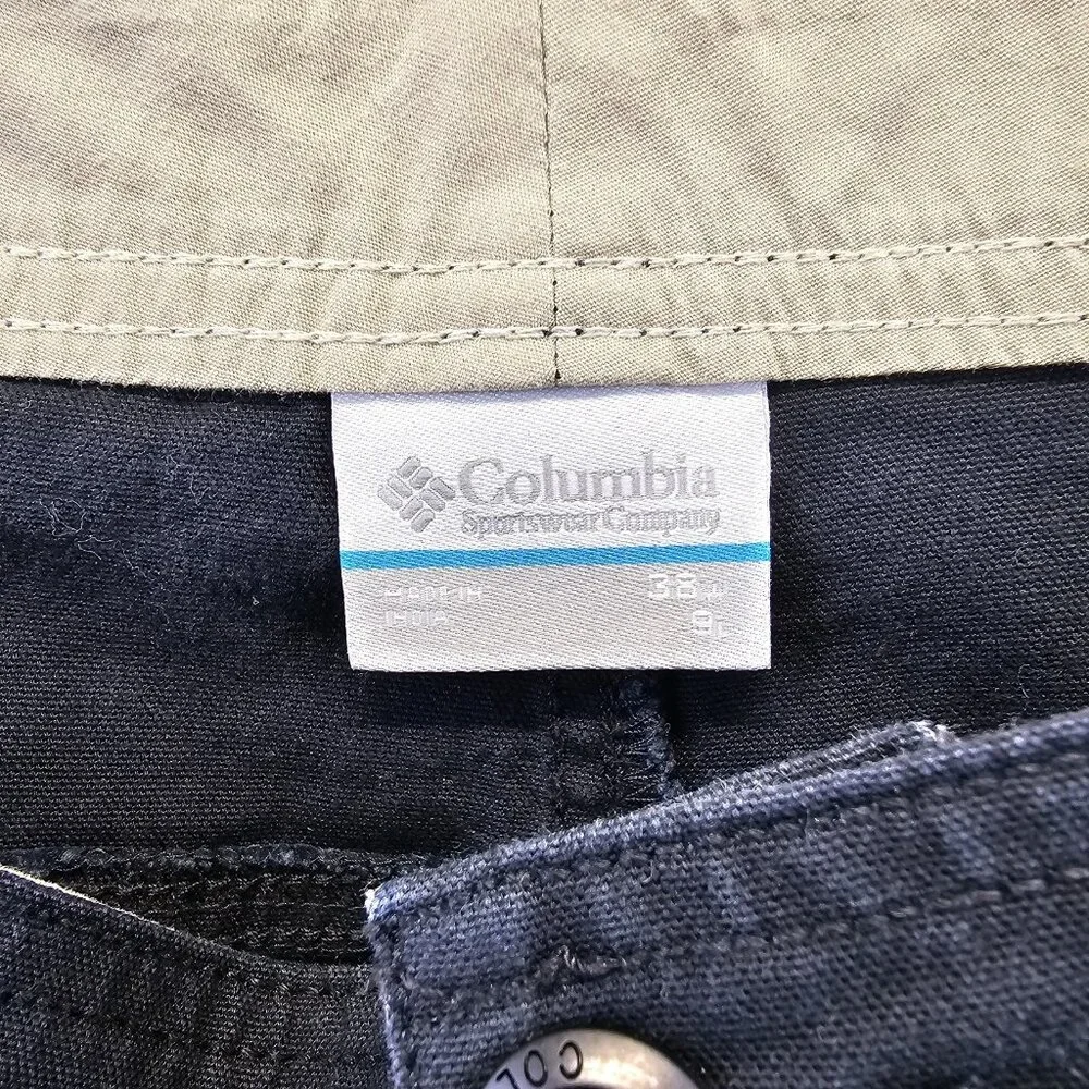 Columbia Sportswear Black Chino Shorts Mens Size 38 9” Inseam Side Zipper